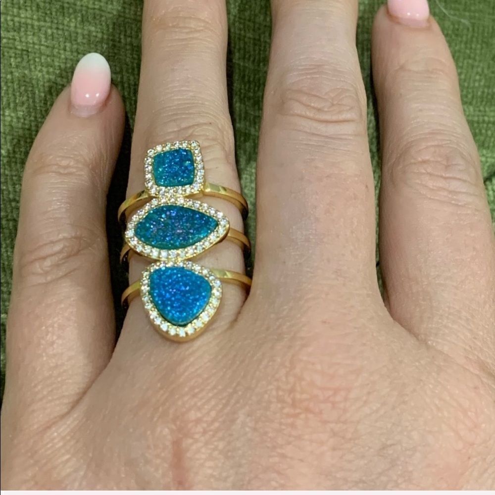 Marcia Moran Monet Druzy ring size 6 blue ring beautiful!